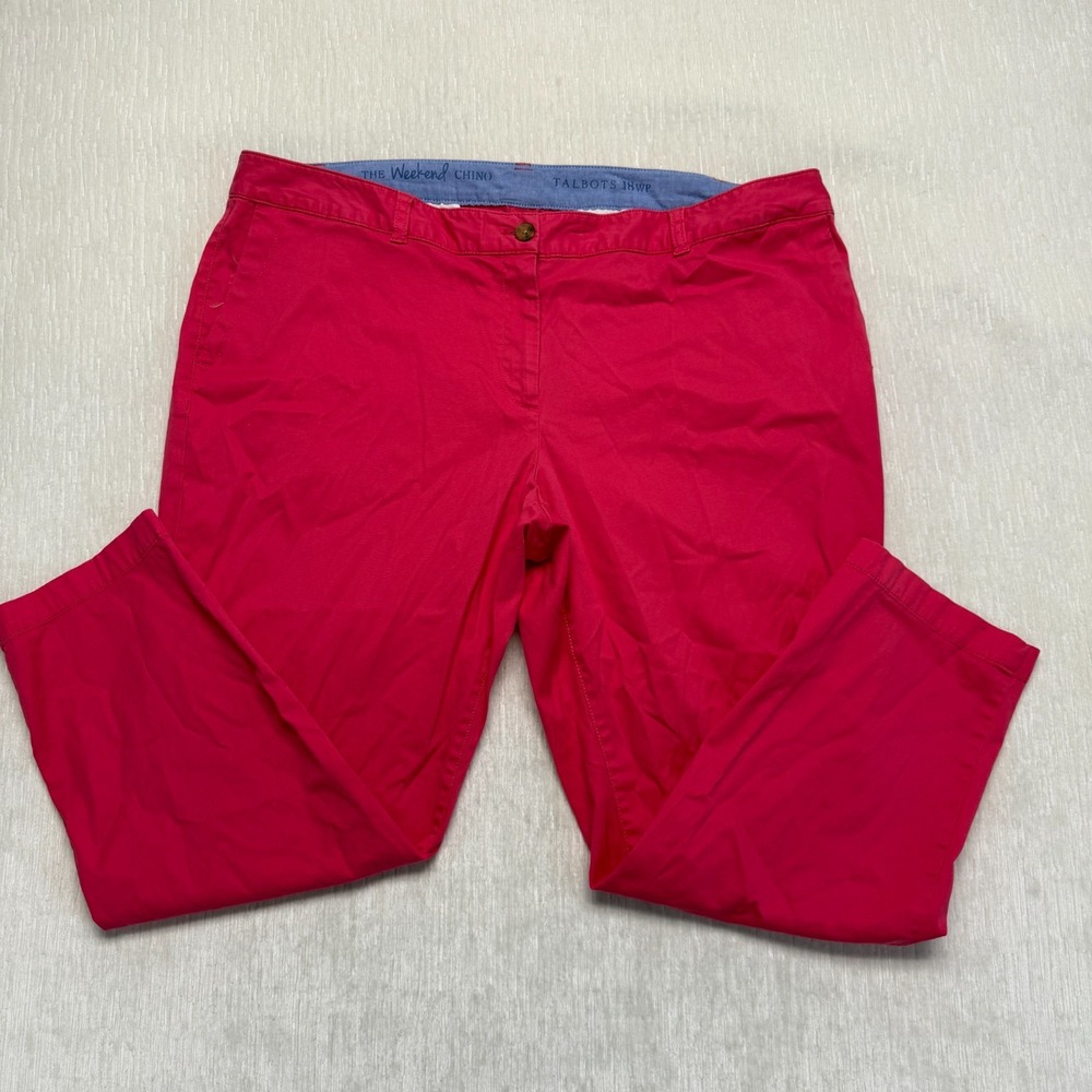 Talbots The Weekend Chino Pants Womens 18WP Pink Cotton Stretch Mid Rise Chinos